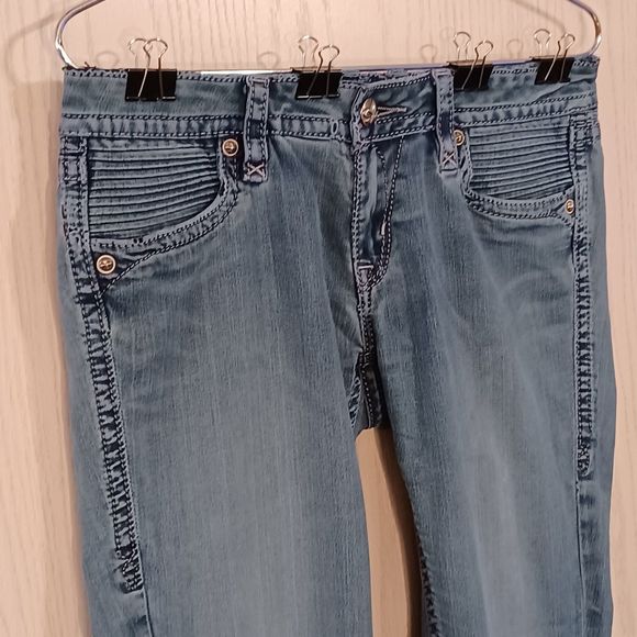 Rock Revival Gia Jeans Size 30 Low-Rise Distressed Thin Stretch Denim Light Wash - Picture 10 of 13